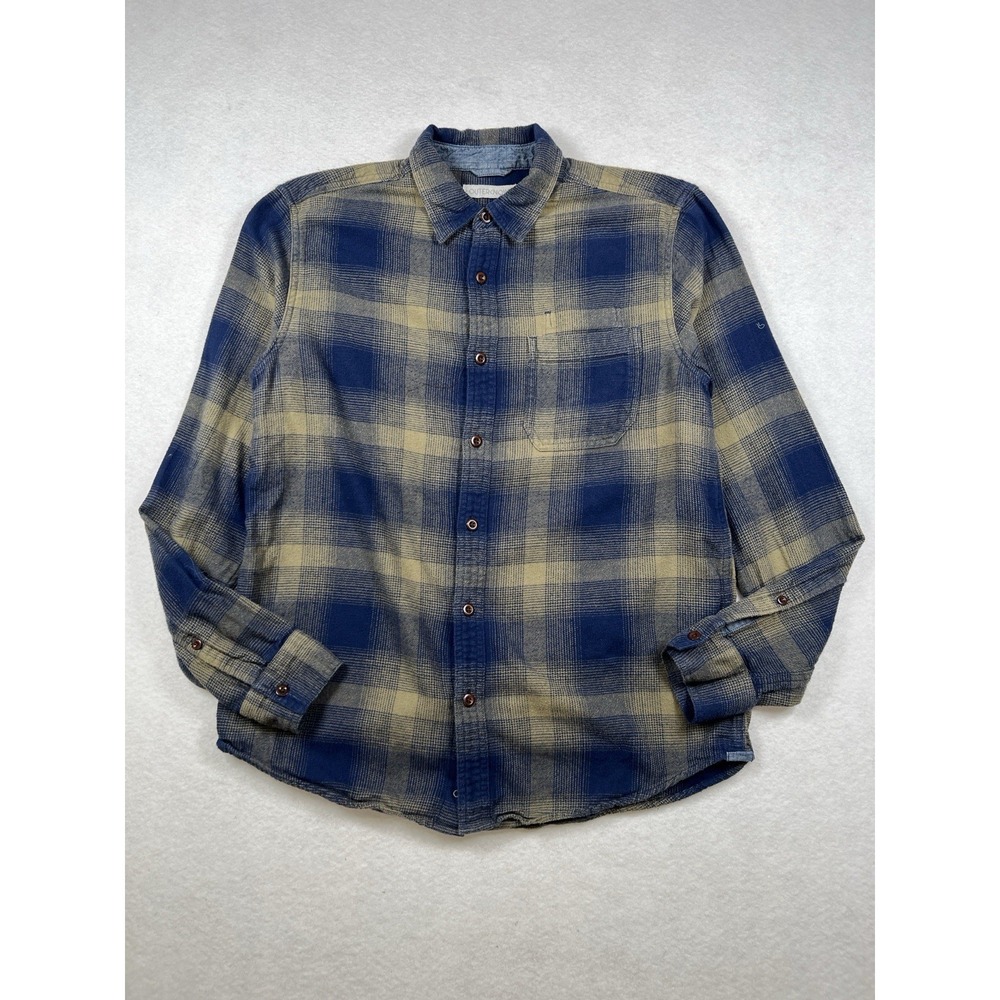 Outerknown Shadow Plaid Cotton Shirt Medium Blue‎ Thick Overshirt